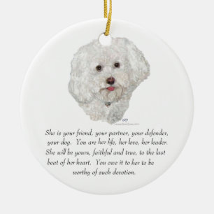 Bichon Frise Minnesgåva HONA Julgransprydnad Keramik