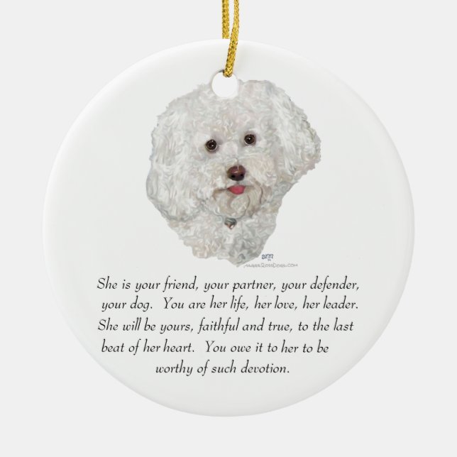 Bichon Frise Minnesgåva HONA Julgransprydnad Keramik (Framsidan)