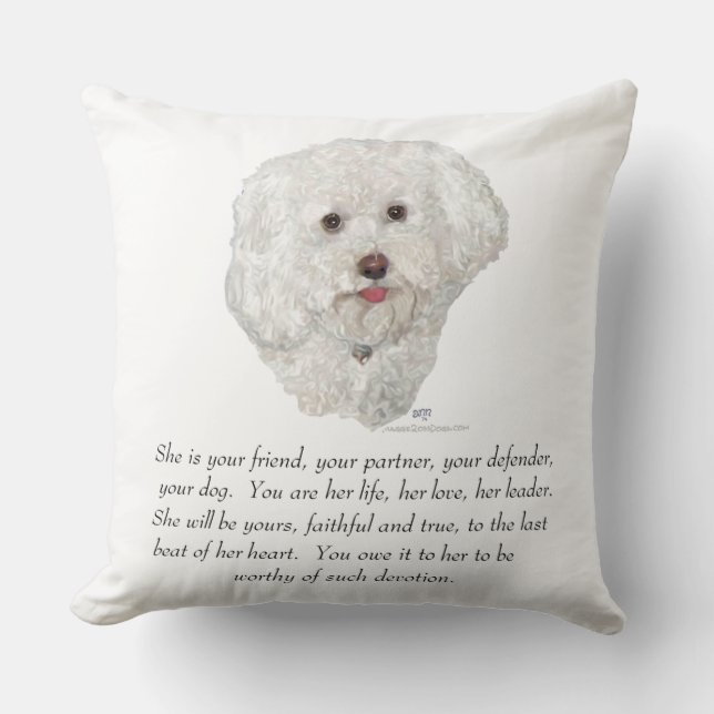 Bichon Frise minnesgåva HONKVINNA Kudde (Framsida)
