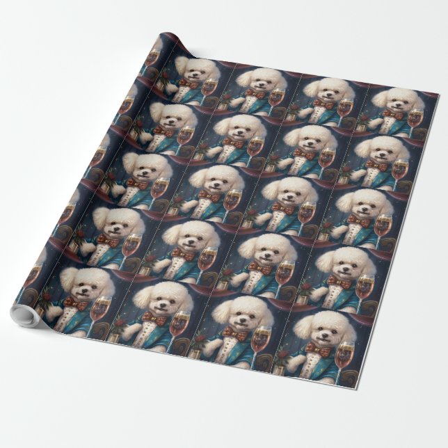 Bichon Frise Nyår  Presentpapper (Utrullad)