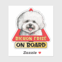 Bichon Frise ombord på Rolig hund rött trafikskylt Klistermärken