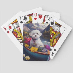Bichon Frise på en åra: Ett naturskönt äventyr Casinokort