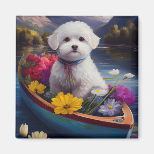 Bichon Frise på en paddel: Ett naturskönt äventyr Magnet