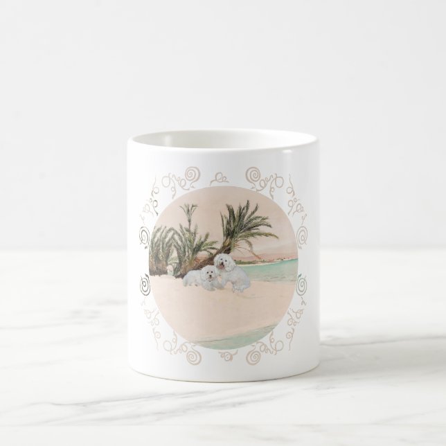 Bichon Frise Palmy Beach Kaffemugg (Center)