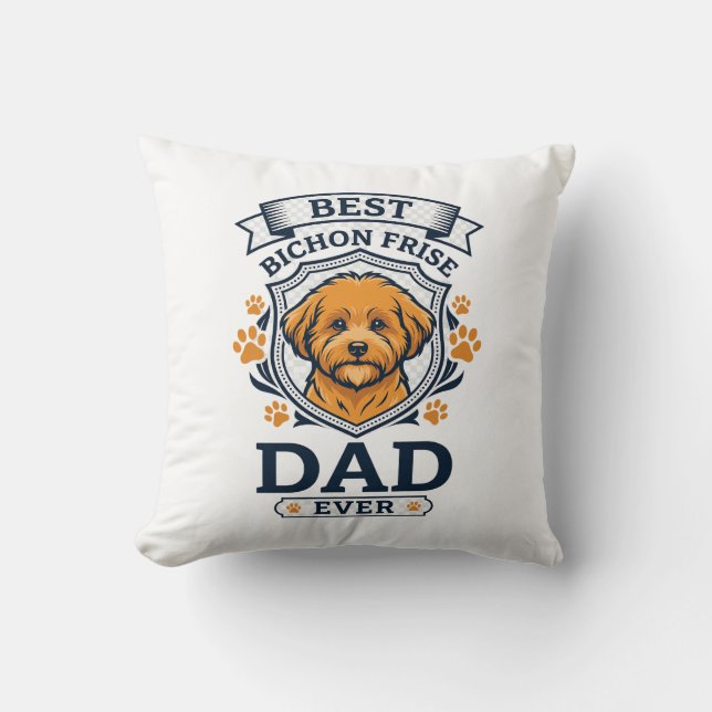 Bichon Frise Pappa Alltid Hund Tassavtryck Kudde (Framsida)