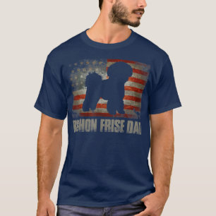 Bichon Frise Pappa Vintage American Flagga Patriot T Shirt