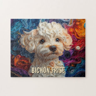 Bichon Frise Papper Quilling Art Porträtt Pussel
