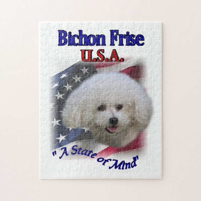 Bichon Frise Patriotic Pussel (Vertikal)