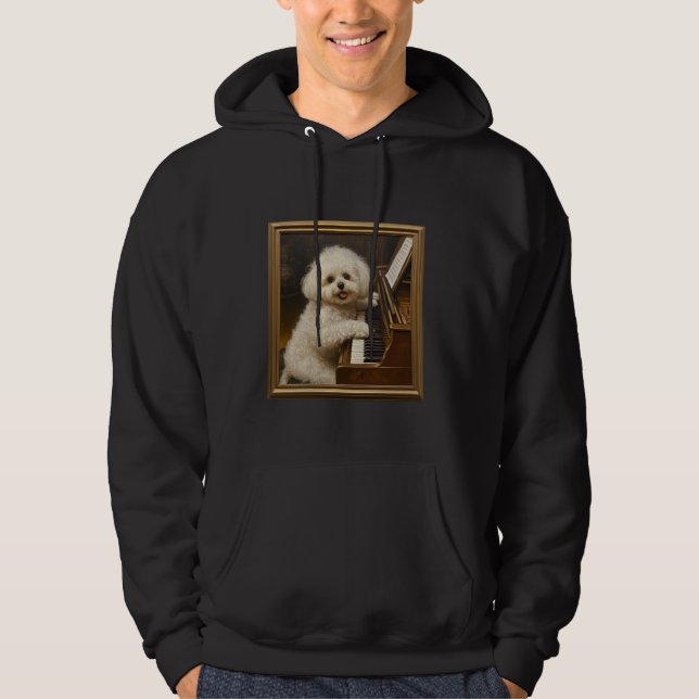 Bichon Frise Piano Hund Hoodie (Framsida)