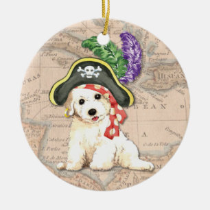 Bichon Frise Pirat Julgransprydnad Keramik