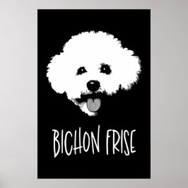 Bichon Frise Pop Art Minimalist Chic Black & White Poster