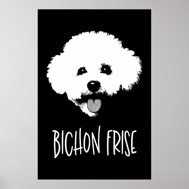 Bichon Frise Pop Art Minimalist Chic Black & White Poster (Framsidan)