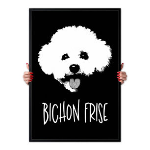 Bichon Frise Pop Art Minimalistisk Chic Svart & Vi Poster