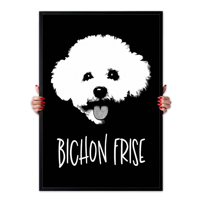 Bichon Frise Pop Art Minimalistisk Chic Svart & Vi Poster (Bichon Frise Pop Art Minimalist Chic Black & White Poster)