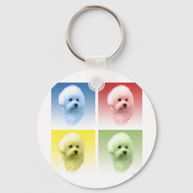 Bichon Frise Pop Art Nyckelring (Framsida)