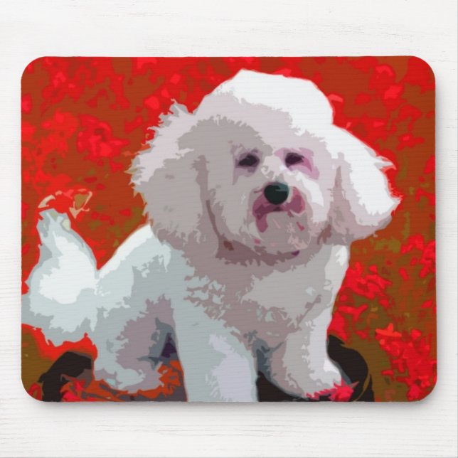 Bichon Frise popkonst Mousepad Musmatta (Framsidan)