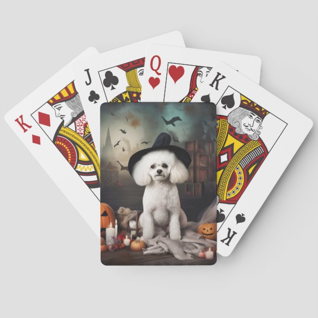 Bichon Frise Pumpa Halloween Skräckinjagande Casinokort (Baksidan)