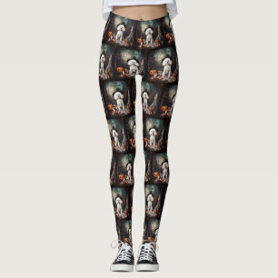 Bichon Frise Pumpa Halloween Skräckinjagande Leggings