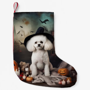Bichon Frise Pumpa Halloween Skräckinjagande Liten Julstrumpa