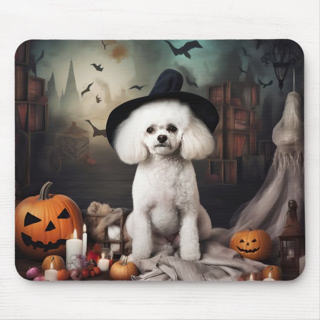 Bichon Frise Pumpa Halloween Skräckinjagande Musmatta (Framsidan)