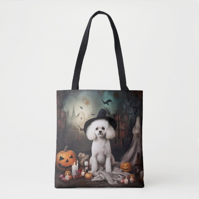 Bichon Frise Pumpa Halloween Skräckinjagande Tygkasse (Framsida)