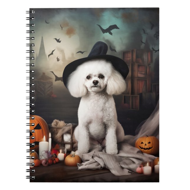 Bichon Frise Pumpakvar Halloween Skräckinjagande Anteckningsbok (Framsidan)
