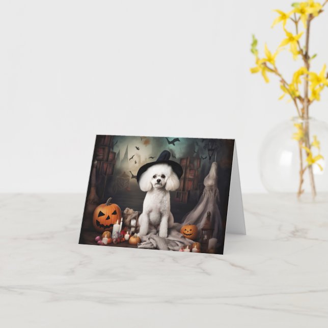 Bichon Frise Pumpkins Halloween Scary Kort (Gul blomma)