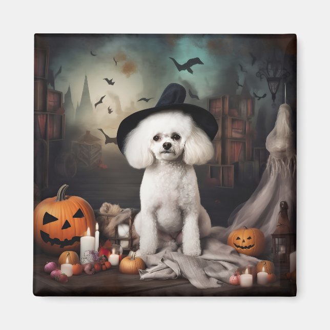 Bichon Frise Pumpkins Halloween Scary Magnet (Framsidan)