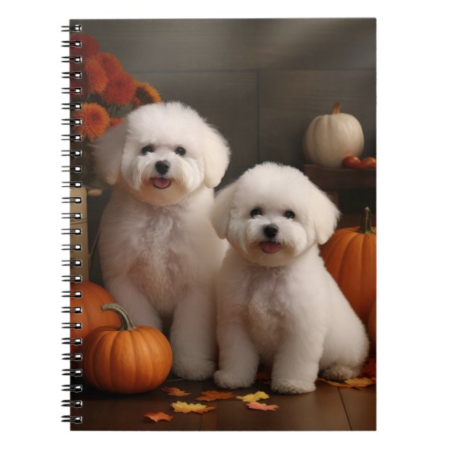 Bichon Frise Puppy Autumn Delight Pumpkin Anteckningsbok (Framsidan)