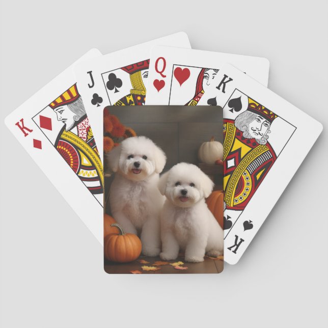Bichon Frise Puppy Autumn Delight Pumpkin Casinokort (Baksidan)