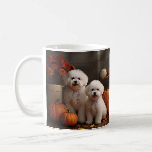Bichon Frise Puppy Autumn Delight Pumpkin Kaffemugg (Vänster)
