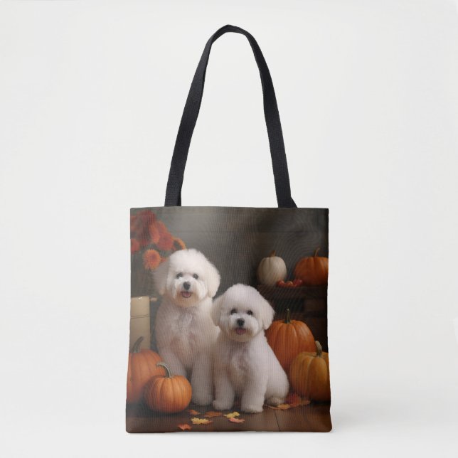 Bichon Frise Puppy Autumn Delight Pumpkin Tygkasse (Framsida)