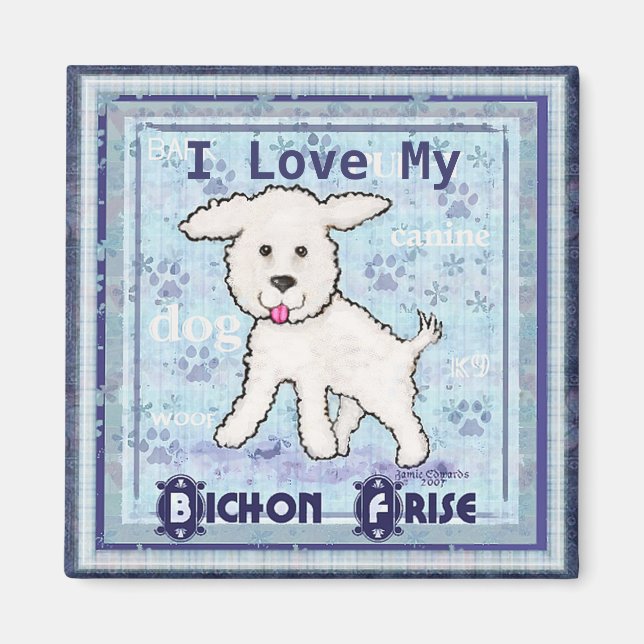 Bichon Frise Puppy Hund Art Magnet (Framsidan)