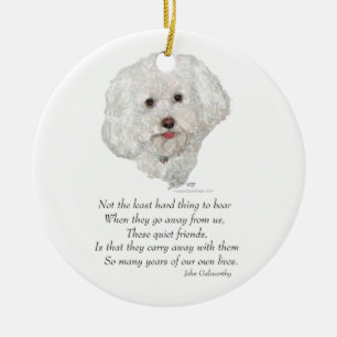 Bichon Frise Rainbow Bridge Julgransprydnad Keramik