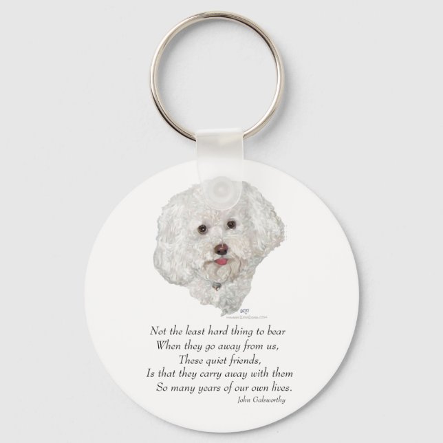 Bichon Frise Rainbow Bridge Nyckelring (Framsida)