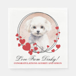 Bichon Frise Red Heart från Hund Photo Pappersservett