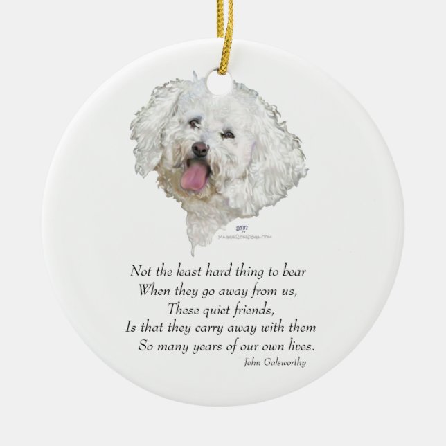 Bichon Frise Regnbågsbron Julgransprydnad Keramik (Framsidan)