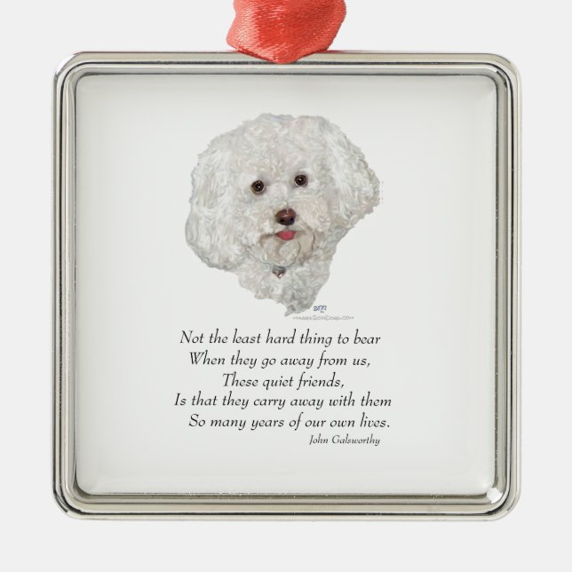 Bichon Frise Regnbågsbron Julgransprydnad Metall (Framsidan)