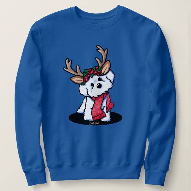 Bichon Frise Reindeer jul Sweatshirt T Shirt (Design framsida)