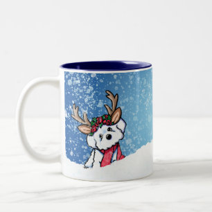 Bichon Frise Reindeer jul Två-Tonad Mugg