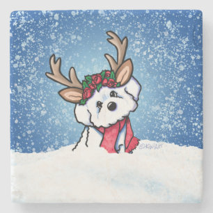 Bichon Frise Reindeer Stone Underlägg
