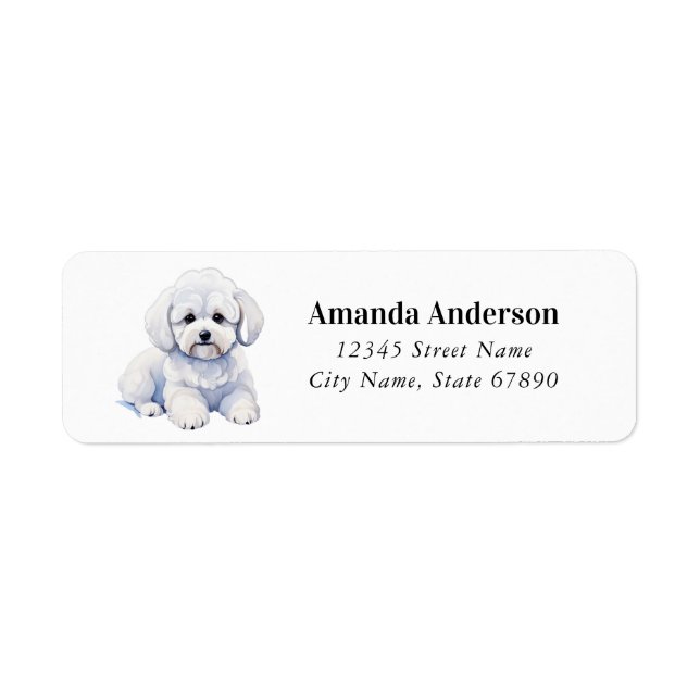 Bichon Frise Returetiketters Returadress Etikett (Framsidan)