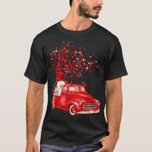Bichon Frise Riding Red Lastbil Valentine lusanim T Shirt
