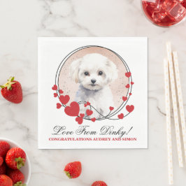 Bichon Frise Rött Hjärta från Hund Foto Pappersservett
