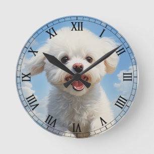 Bichon Frise Rund Klocka