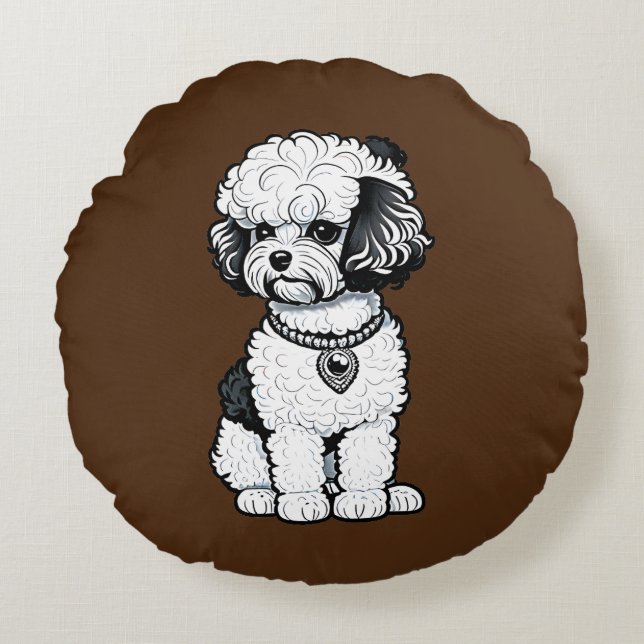 Bichon Frise Rund Kudde (Framsidan)