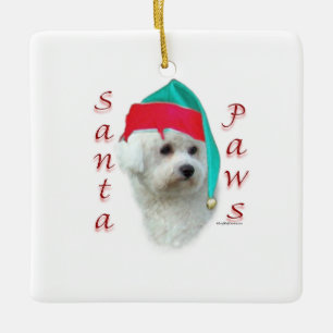 Bichon Frise Santa Tassar Julgransprydnad Keramik