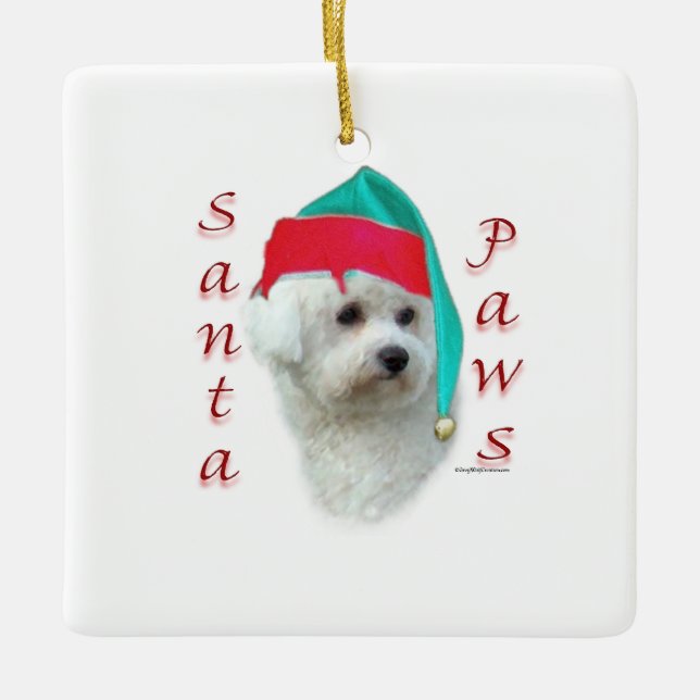 Bichon Frise Santa Tassar Julgransprydnad Keramik (Framsida)