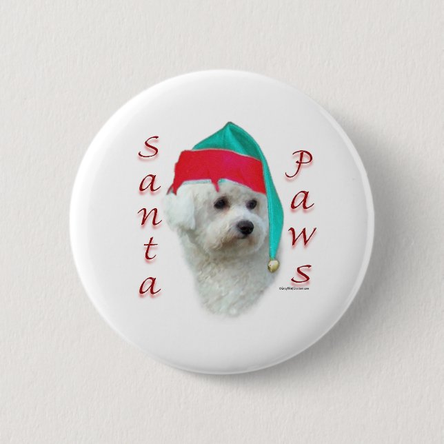 Bichon Frise Santa Tassar Knapp (Framsida)