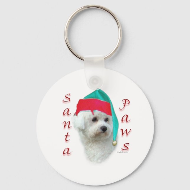 Bichon Frise Santa Tassar Nyckelring (Framsida)